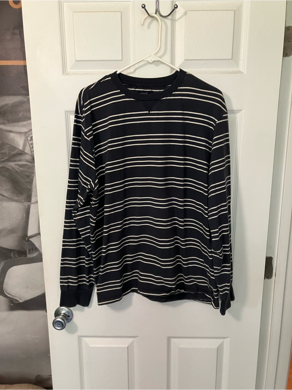 ROARK Long Sleeve Navy Stripe Mens XL Shirt Tee